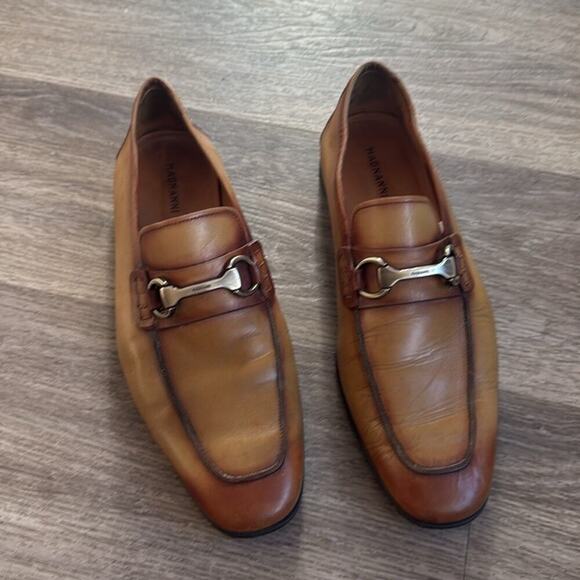 Magnanni Rafa II Apron Men’s Toe Bit Brown Loafers 8M Leather Dress Shoes Office - Picture 5 of 10